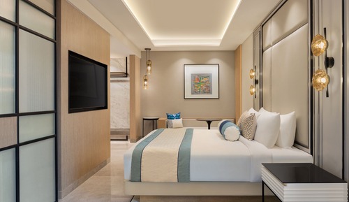 Suite ejecutiva, 1 cama de matrimonio grande con sofá cama, vistas al patio