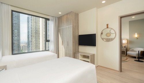 Suite estudio, 2 camas individuales, cocina