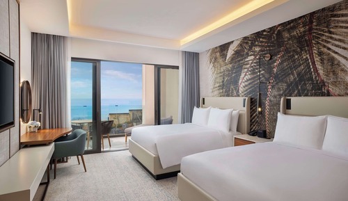Habitación Deluxe, 2 camas de matrimonio, vistas al mar