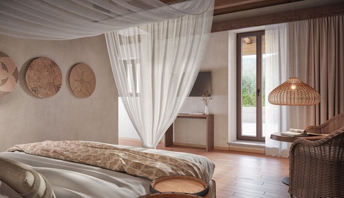 Habitación junior, bañera de hidromasaje, vistas al jardín