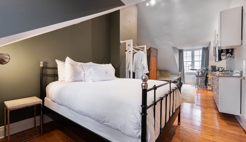 Estudio clásico, 1 cama de matrimonio, vistas a la ciudad
