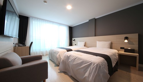 Habitación estándar con 2 camas individuales, vistas parciales al lago