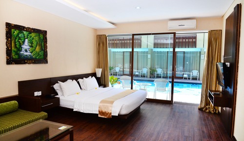 Suite estudio Deluxe, 1 cama de matrimonio grande, acceso a la piscina