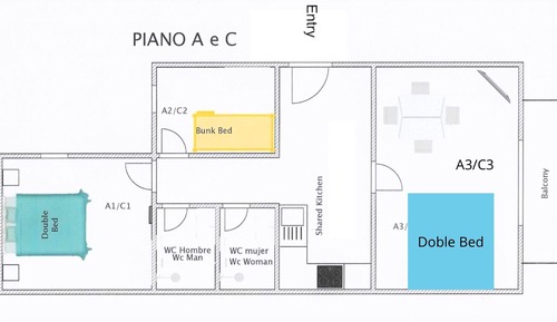 Habitación doble, baño compartido (Riva A2)