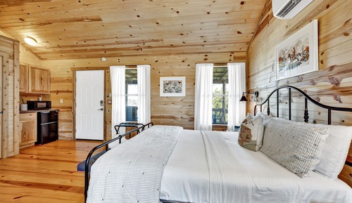 Cabaña, 1 cama de matrimonio grande, bañera de hidromasaje