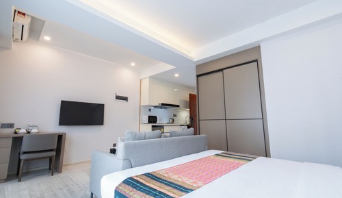 Estudio Deluxe, 1 cama de matrimonio grande, vistas al jardín
