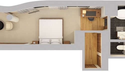 Suite estudio, accesible para personas con discapacidad, en esquina