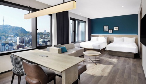 Habitación Premier, 2 camas dobles, vistas a la ciudad