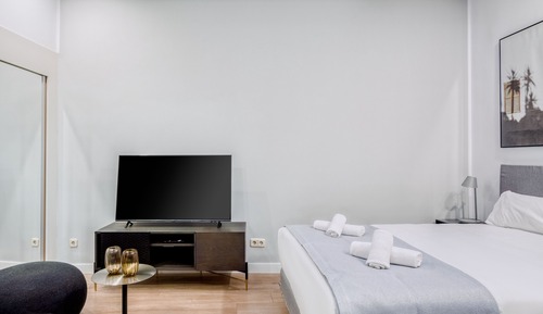 Estudio, 1 cama de matrimonio con sofá cama (limehome Madrid Ramón | Studio )