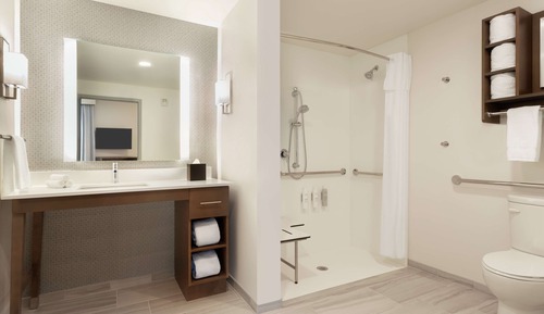Estudio, 2 camas de matrimonio, accesible para personas con discapacidad (Roll-In Shower)