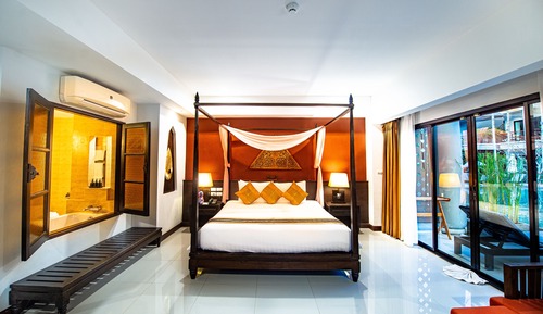 Habitación Grand doble, 1 cama de matrimonio grande, acceso a la piscina