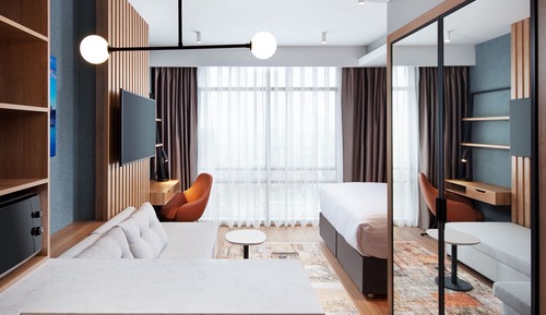 Estudio, 1 cama de matrimonio con sofá cama, vistas al mar