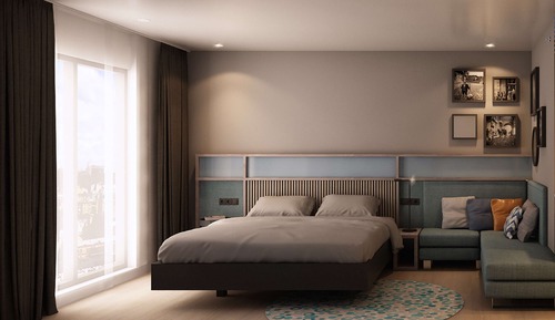 Habitación, 1 cama de matrimonio grande con sofá cama