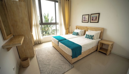 Apartamento Deluxe, 2 habitaciones, cocina, vistas parciales al mar