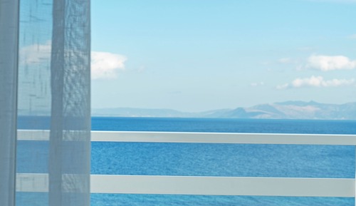 Habitación panorámica doble, 1 cama de matrimonio grande, vistas al mar