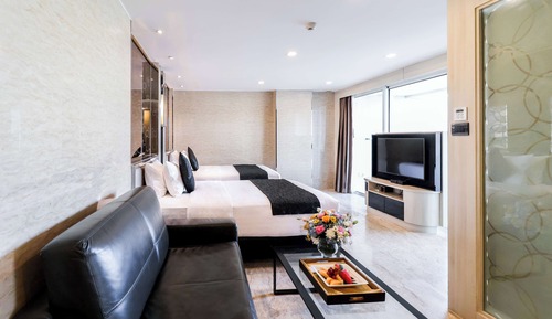 Suite junior, 2 camas individuales, balcón, vistas a la ciudad (Living Room)