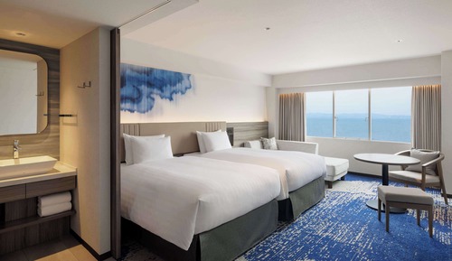 Habitación superior, varias camas, vistas al mar