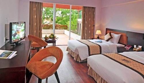 Habitación Deluxe con 2 camas individuales, vistas al jardín