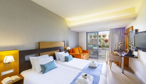 Habitación con 2 camas individuales, vistas al jardín