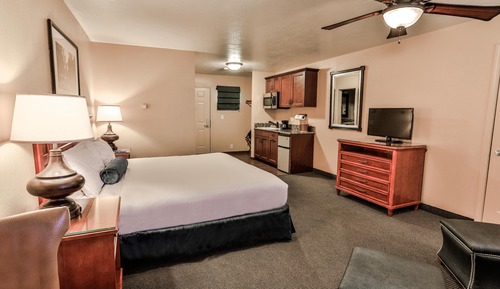 Suite estudio Deluxe, 1 cama de matrimonio grande con sofá cama, cocina básica, junto a la montaña