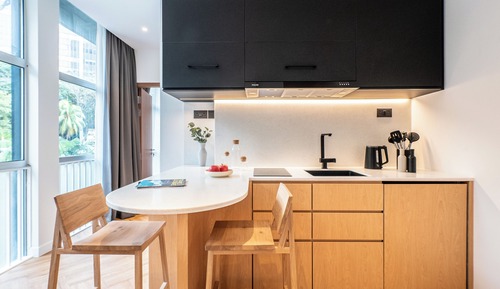 Habitación, 2 habitaciones, cocina básica