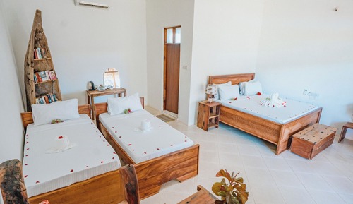 Habitación cuádruple familiar, 2 camas dobles, vistas al mar