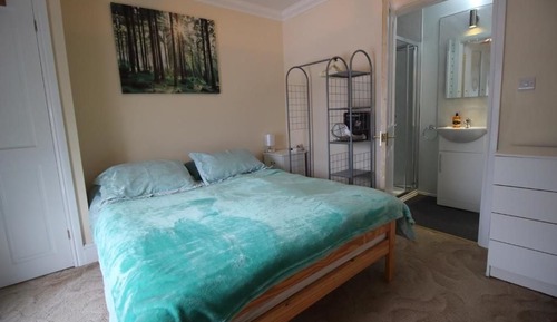 Habitación doble, 1 cama de matrimonio grande, baño privado, vistas al jardín