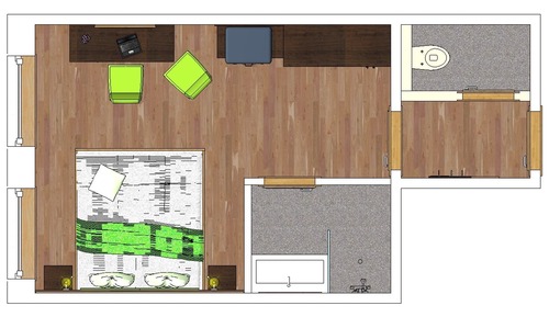 Habitación con 1 cama doble o 2 individuales