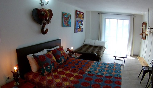 Habitación Elite doble, 1 cama de matrimonio con sofá cama, balcón, vistas al valle
