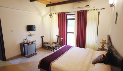 Habitación familiar, 2 camas dobles, vistas al jardín