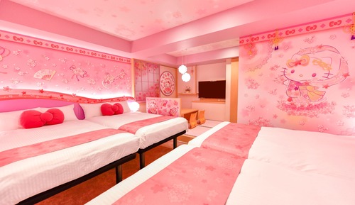Habitación cuádruple, no fumadores (Hello Kitty Room -Sakura Tennyo-)