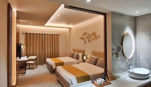 Habitación Deluxe, 2 camas de matrimonio, vistas a la montaña