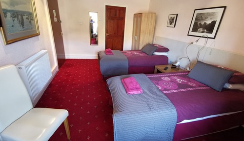 Habitación básica con 2 camas individuales, baño privado