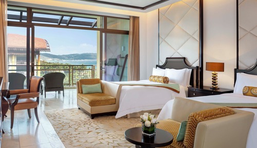 Habitación Deluxe, 2 camas de matrimonio, vistas al mar