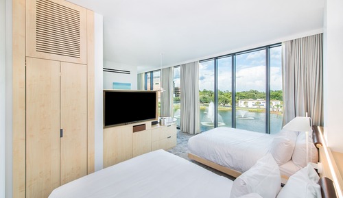Habitación, 2 camas de matrimonio, vistas a la ciudad