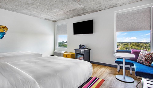 Habitación, 2 camas de matrimonio, vistas a la ciudad