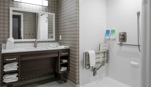 Estudio, 1 cama de matrimonio grande (Mobility & Hearing, Roll-In Shower)