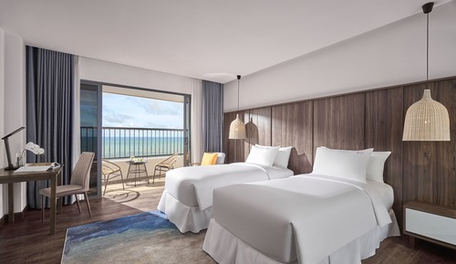 Habitación Deluxe con 2 camas individuales, balcón, vistas al mar
