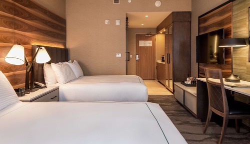 Habitación, 2 camas de matrimonio, accesible para personas con discapacidad, bañera
