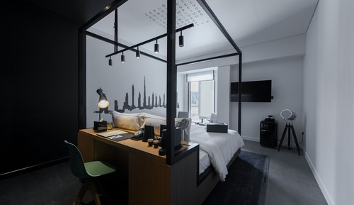 Habitación, 1 cama de matrimonio grande, vistas a la ciudad