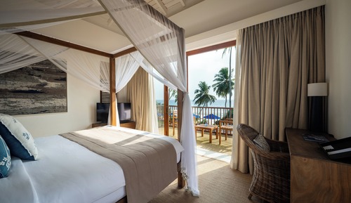 Habitación Deluxe doble, 1 cama de matrimonio grande, baño privado, vistas al mar