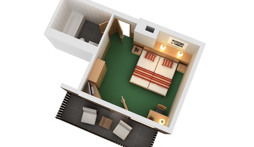 Habitación con 1 cama doble o 2 individuales
