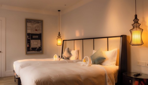 Habitación Deluxe doble, varias camas, vistas al jardín