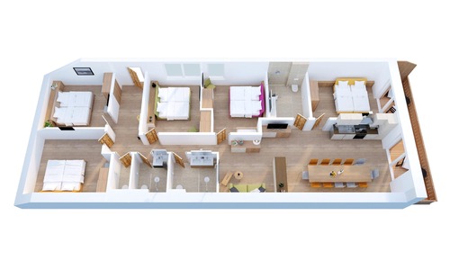 Apartamento Confort, 5 habitaciones, 2 baños, vistas a la montaña
