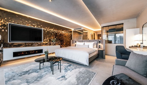 Suite estudio Deluxe, 1 cama de matrimonio grande, vistas a la piscina