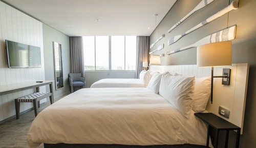 Habitación, 2 camas de matrimonio, no fumadores, vistas parciales al mar