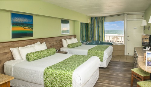 Habitación Deluxe, 2 camas dobles, cocina básica, vistas al mar
