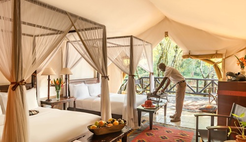 Habitación, 2 camas de matrimonio (Riverfront Tent with Twin Beds)
