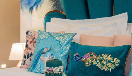 Peacock Theme designer Room with 240 degree City view and Beautiful peacock Bed & Sitout