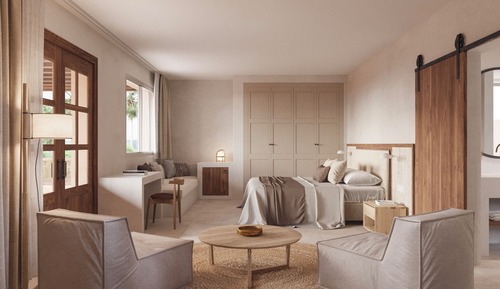 Suite, 1 cama de matrimonio grande, terraza, vistas al jardín